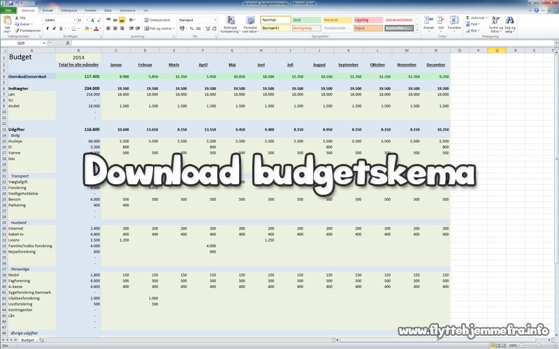 Download gratis budgetskema
